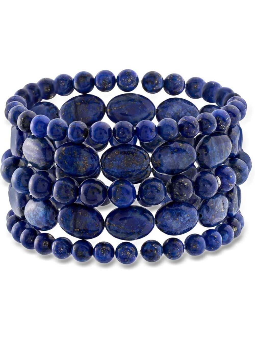 Lapis Bead Stretch Bracelet Set - 5 Stylish Jewelry Pieces for Layering